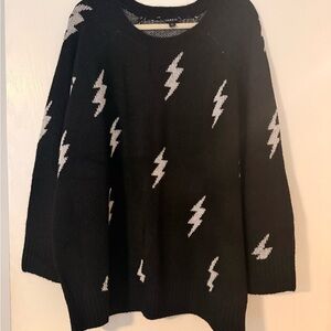Torrid Black Sweater with White Lightning Bolts